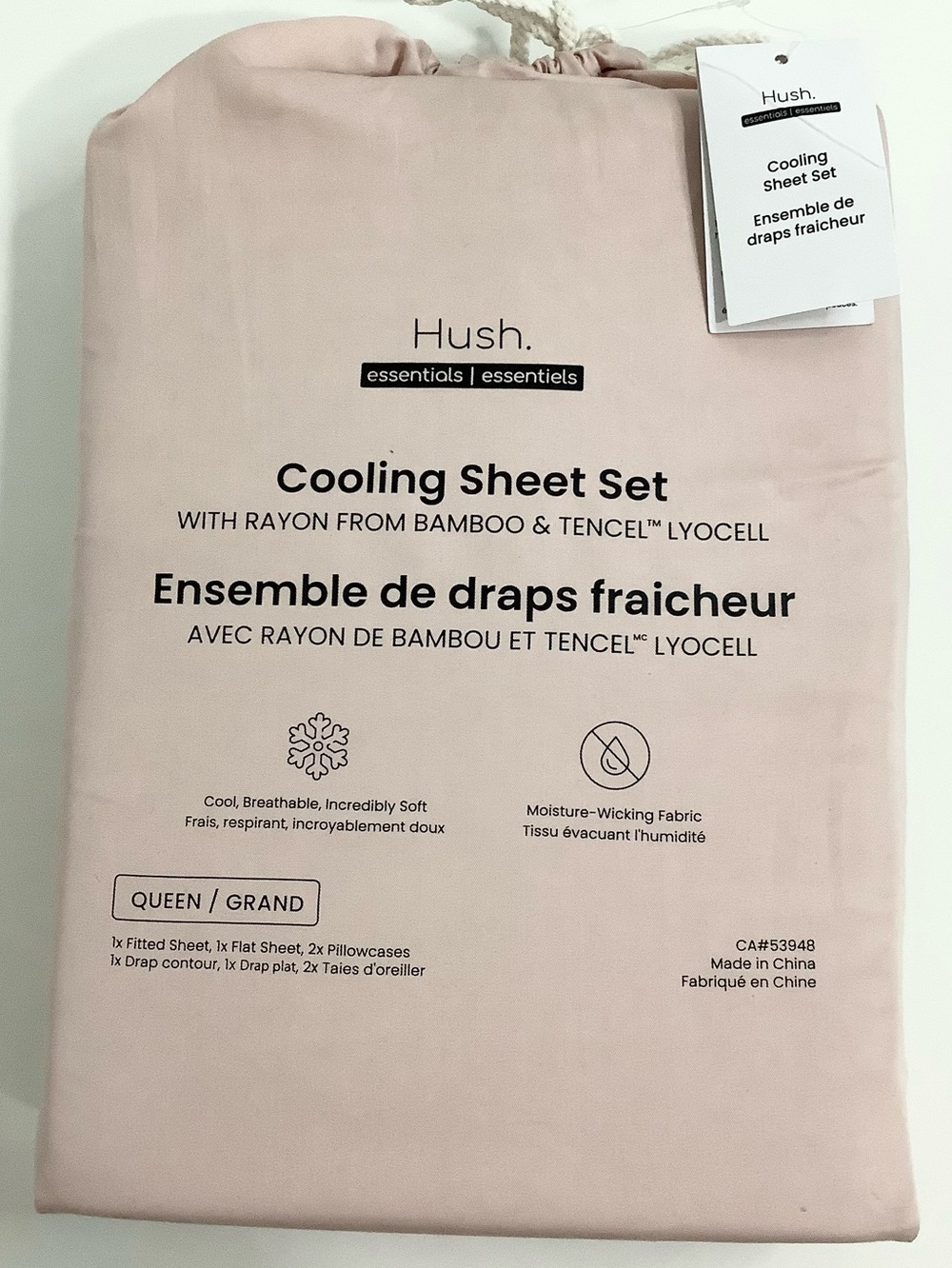 NEW Hush QUEEN Essentials Cooling Sheet Set - Blush Pink
